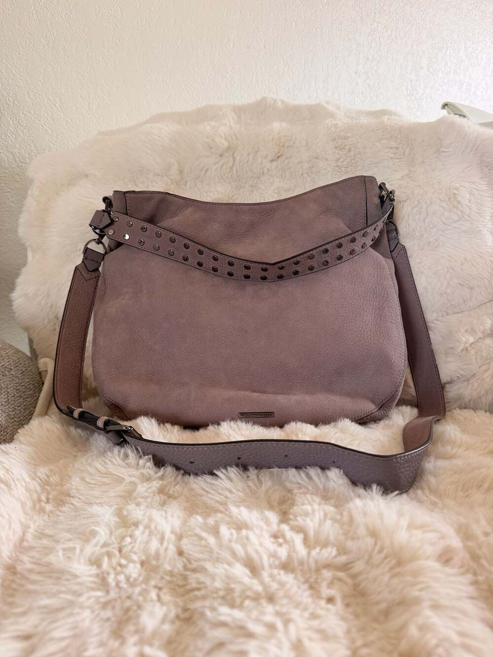 Rebecca Minkoff Plum Studded Moto Hobo Shoulder Bag
